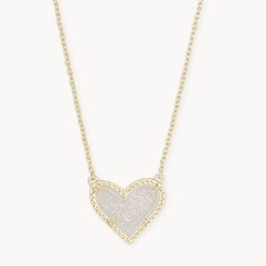 Kendra Scott Ari Heart Gold Pendant Necklace in Iridescent Drusy